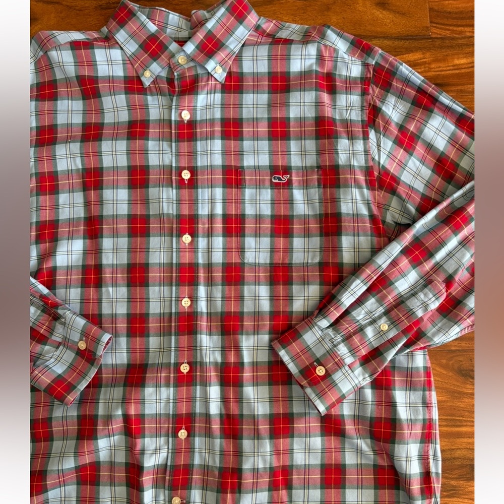Vineyard Vines Men’s Classic Fit Tucker Dress Shirt XL Christmas Holiday Plaid
